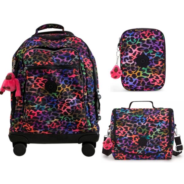 Kipling Mochila Com Estojo 100 Pens + Lancheira  Jungle Kit