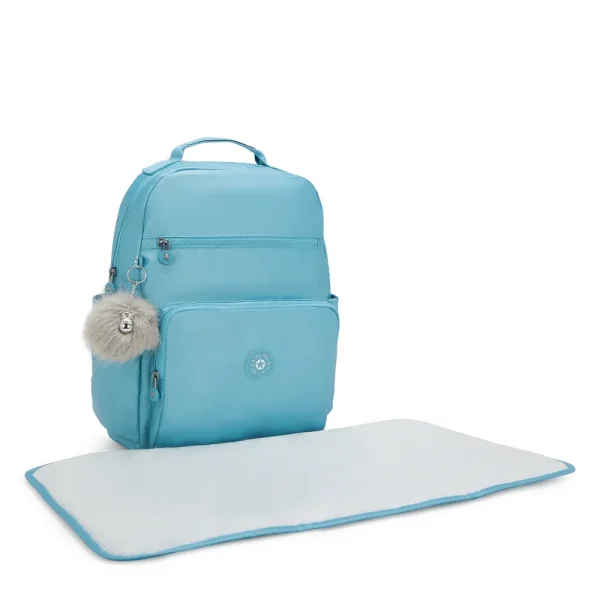 Mochila De Maternidade Kipling So Baby Azul Metalica + Trocador - Imagem 3
