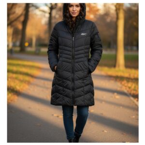 Reebok  Casaco Feminino Longo Puffer Glacier Shield Preto -G