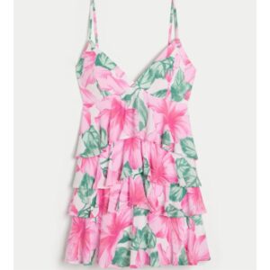 Hollister Vestido com Decote em V e Babados em Camadas Tam G