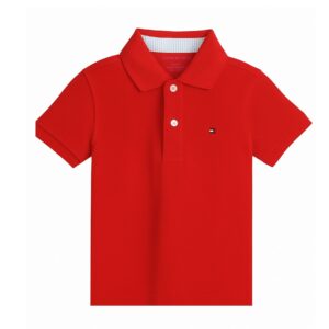 Tommy Hilfiger Camisa  Polo  Infantil Vermelha Com  Logo