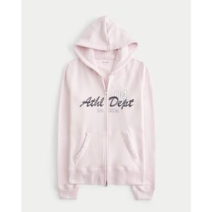 Hollister Casaco de Moletom Feminino Rosa Com Ziper Duplo
