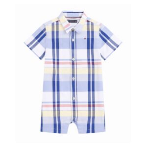 Tommy Hilfiger Macacão Xadrez Para Bebês com Fecho em Botão