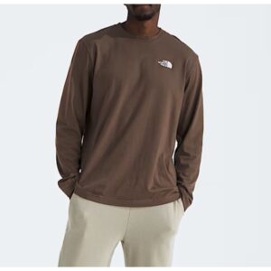 North Face Camiseta Masculina Box Nse Manga Longa Marrom EGG