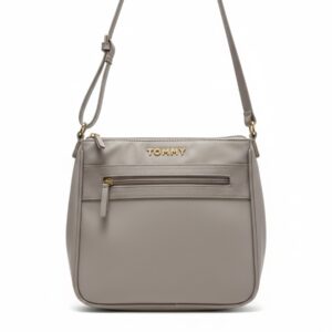 Tommy Hilfiger Bolsa Transversal Cinza com Logo Dourado