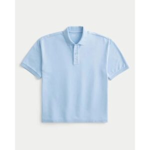 Hollister Camisa Polo Masculina Boxy Crop Azul Tamanho GG