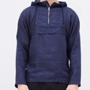 Parka Zara Azul Marinho Masculina em Linho