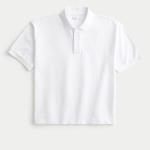 Hollister Camisa Polo Masculina Boxy Crop Branca