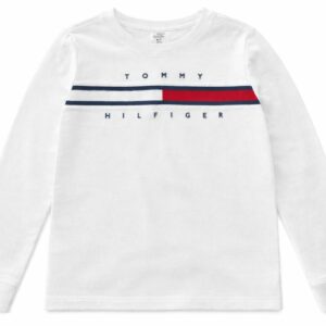 Tommy Hilfiger Camiseta Manga Longa Branca Para Meninos