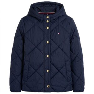 Tommy Hilfiger Casaco  Puffer - Capuz Feminino Azul Marinho