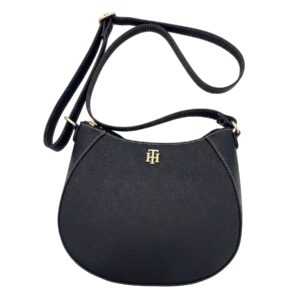 Tommy Hilfiger Bolsa Transversal Meia Lua Preta com Costura