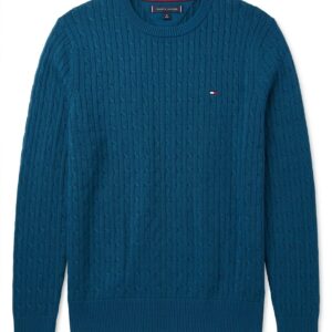 Tommy Hilfiger  Suéter em  Tricô Trabalhado Azul Petróleo