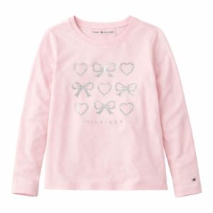 Tommy Hilfiger Camiseta Manga Longa Rosa Para Meninas