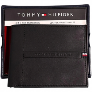 Tommy Hilfiger Billfold Carteira Preta Masculina Antifurto