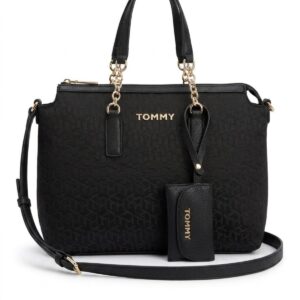 Tommy Hilfiger Bolsa Satchel Jacquard Signature C/  Bolsinha