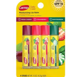 Carmex Lip Balm com Sabores em Bastão kit com 4 SPF 15