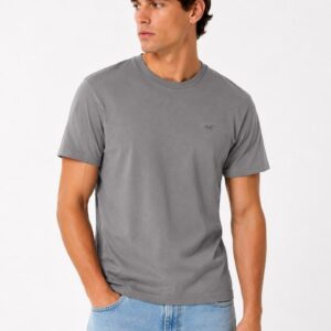Hollister Camiseta Masculina Cinza  100% Algodão Slim Fit -M