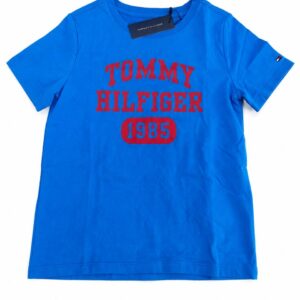 Tommy Hilfiger Camiseta Azul Infantil Logo Em Vermelho