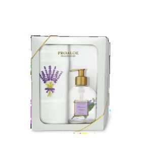 Pro Aloe Kit Toalha Bordada e Sabonete Líquido - Alfazema
