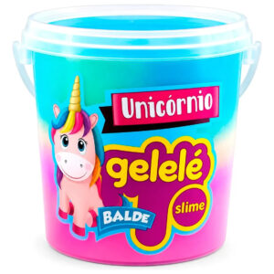 Gelelé Balde Slime Azul, Branco e Rosa 3 Em 1 Unicórnio