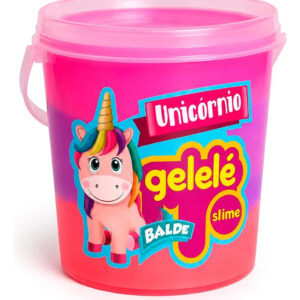 Gelelé Balde Slime Laranja, Roxo e Rosa 3 Em 1 Unicórnio