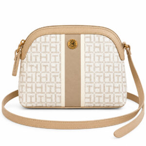 Tommy Hilfiger Bolsa Dome Transversal - Cor Branca e Bege