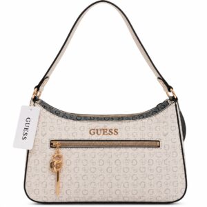 Guess Bolsa De Ombro Factory Cor Branco e Detalhes Dourados