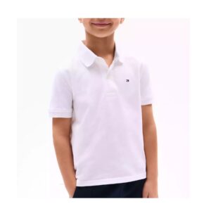 Tommy Hilfiger Camisa Polo Infantil Branca C/ Logo Bordado