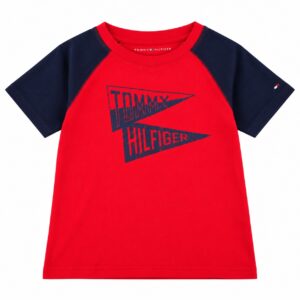 Tommy Hilfiger Camiseta Infantil Masculina Vermelha Com Azul