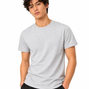 Hollister Camiseta Cinza Masculina Ícone Bordado 100%Algodão