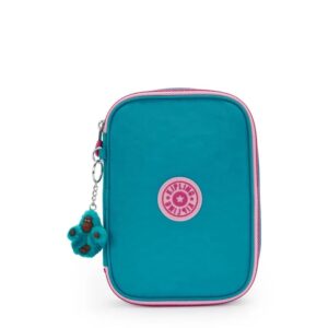 Kipling Estojo 100 Pens Azul Turquesa Com Rosa- AC3657