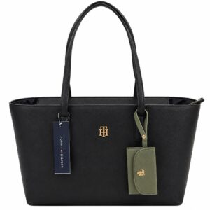 Tommy Hilfiger Bolsa Tote Icon Com Carteira Removível -Preto