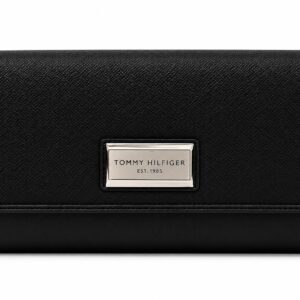 Tommy Hilfiger Carteira  Preta Feminina  Com Logo Prata